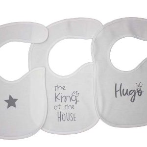 Pack 3 Baberos Blancos Texto Gris
